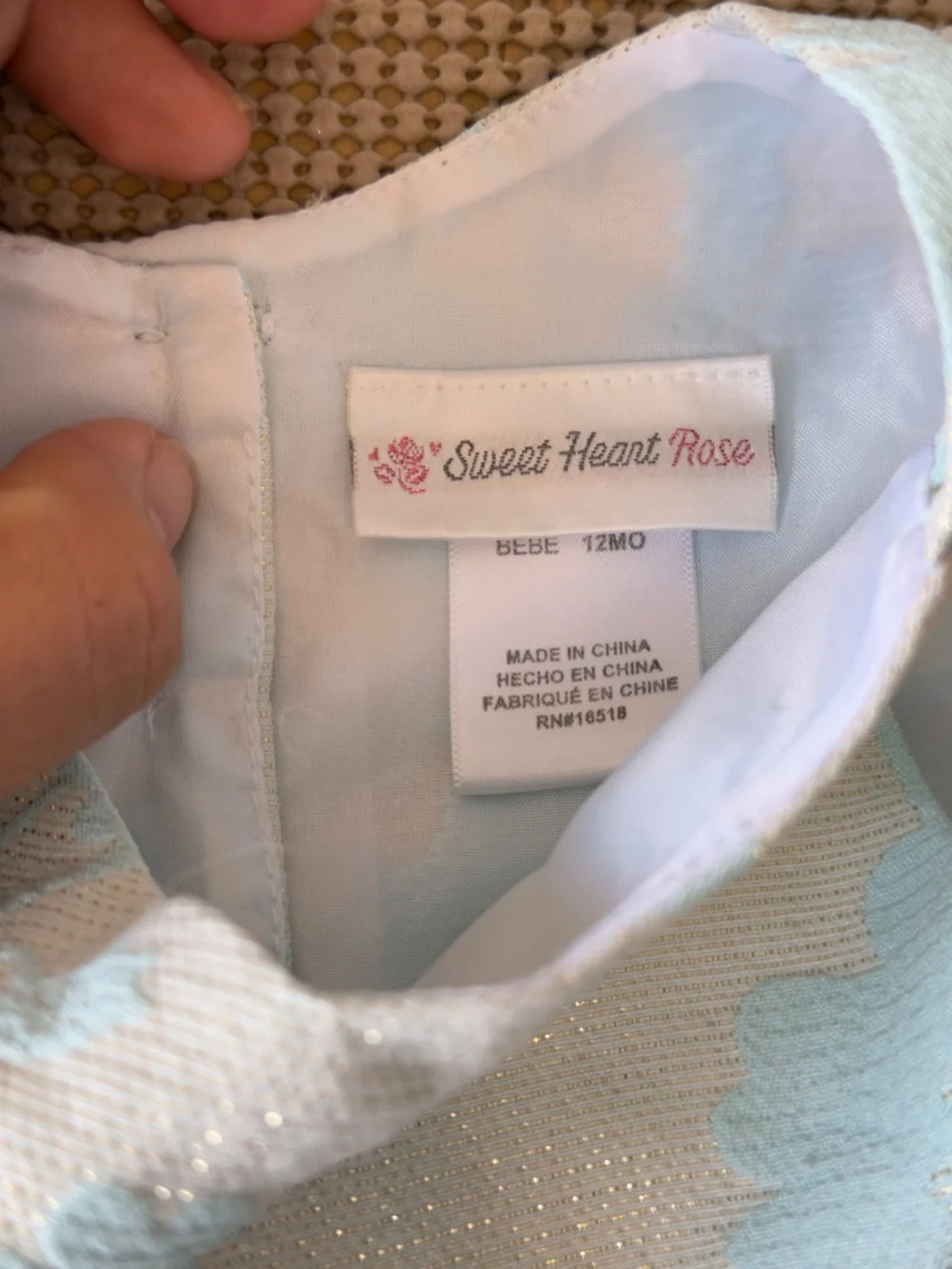 SWEAT HEART ROSE formal dress rhinestone details size 12M tie back